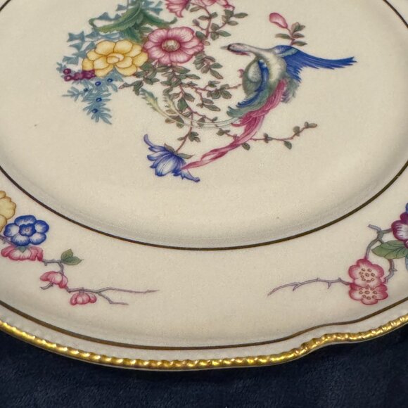 Castleton China six 6 DINNER Plates Phoenix USA Gold Flowers Scalloped Edge Rim - Picture 4 of 16